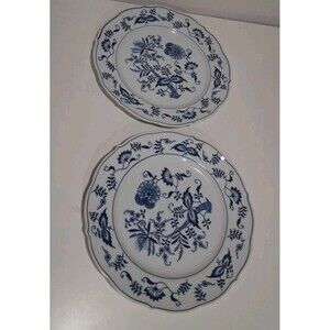 Vtg Blue Danube China Dinner Plates 10.25 Inch Set of 2 Porcelain Blue Onion